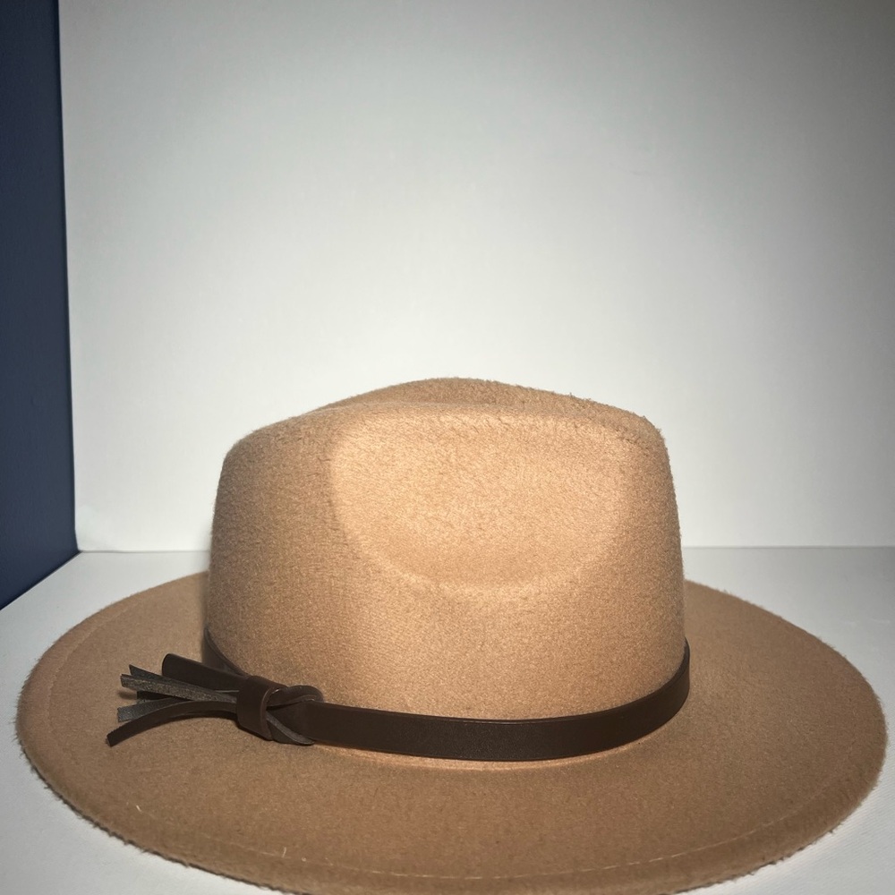 Tan Fedora Hat with Brown Band
